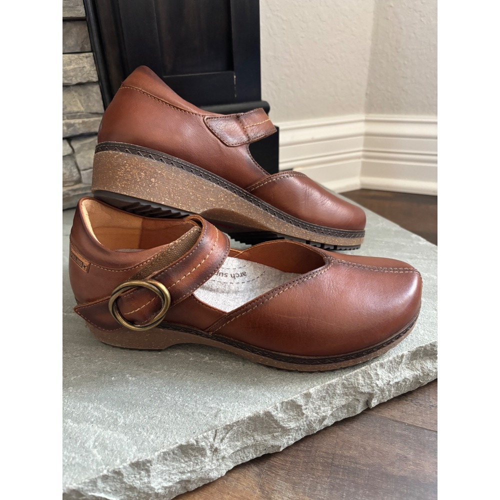 Pikolinos Granada Cuero Brown Leather Mary Jane Shoes Women's Size EU 41 US 10